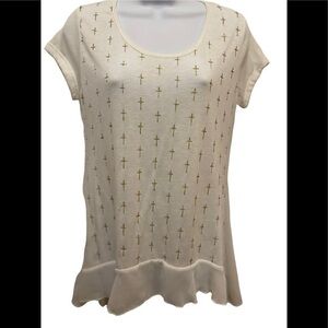 Vicci Vicci Little Gold Crosses Top Size Large